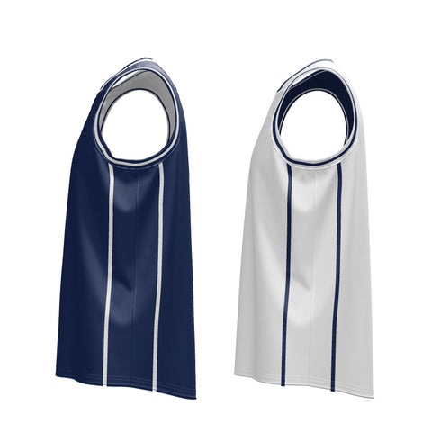 VIC Core V-Neck Reversible Basketball Singlet Navy and White Design Your Own Custom