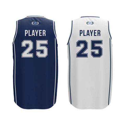 VIC Core V-Neck Reversible Basketball Singlet Navy and White Design Your Own Custom