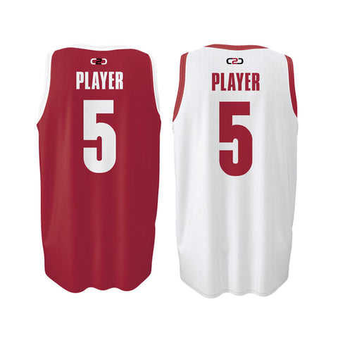 QLD Core Reversible Basketball Singlet U Neck Maroon and White Design Your Own Custom