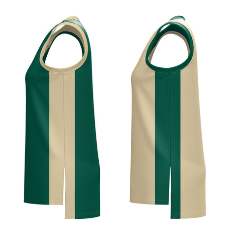 Team Name Reversible 3HP V Neck Youth/Ladies Basketball Singlet Design Your Own Custom Green And Cream