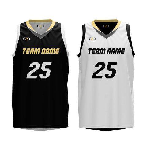 Buffaloes Core V-Neck Reversible Basketball Singlet Black and White Design Your Own Custom