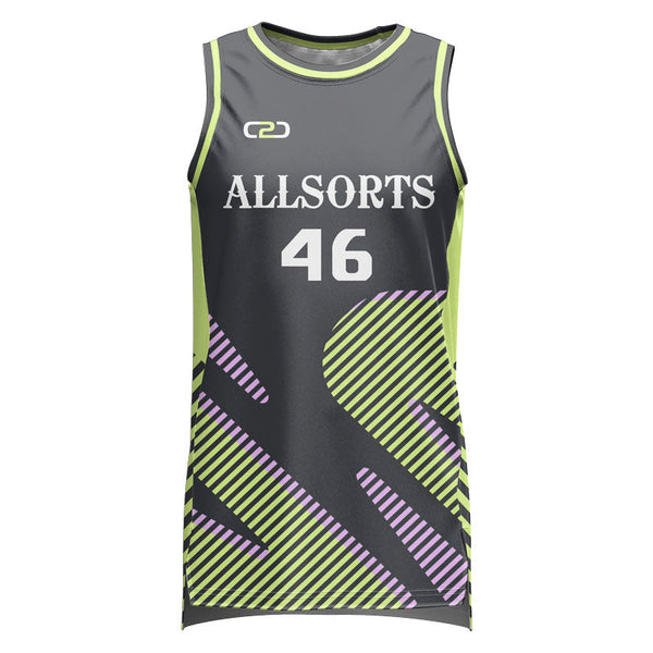 Custom Allsorts Basketball Singlet Front View